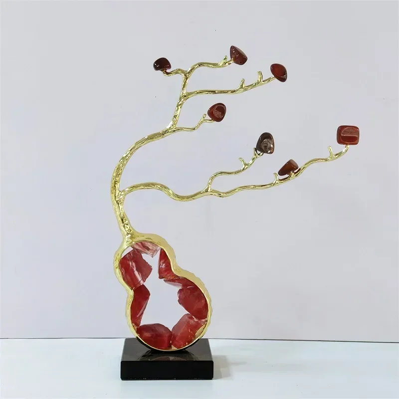 

Light luxury crystal gourd decoration home living room entrance display stand wooden meaning opening housewarming gift ideas