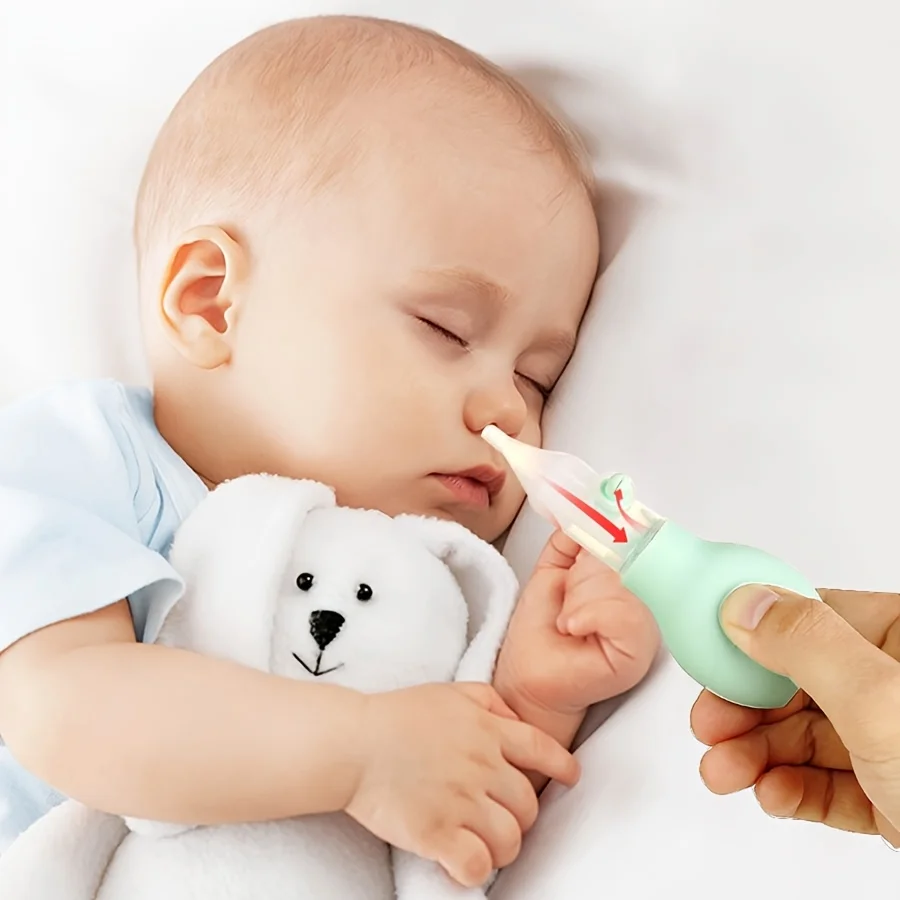 

2pcs/set Baby Silicone Nasal Aspirator and Tweezer, Pump Type Nose Cleaner, Health Care Set