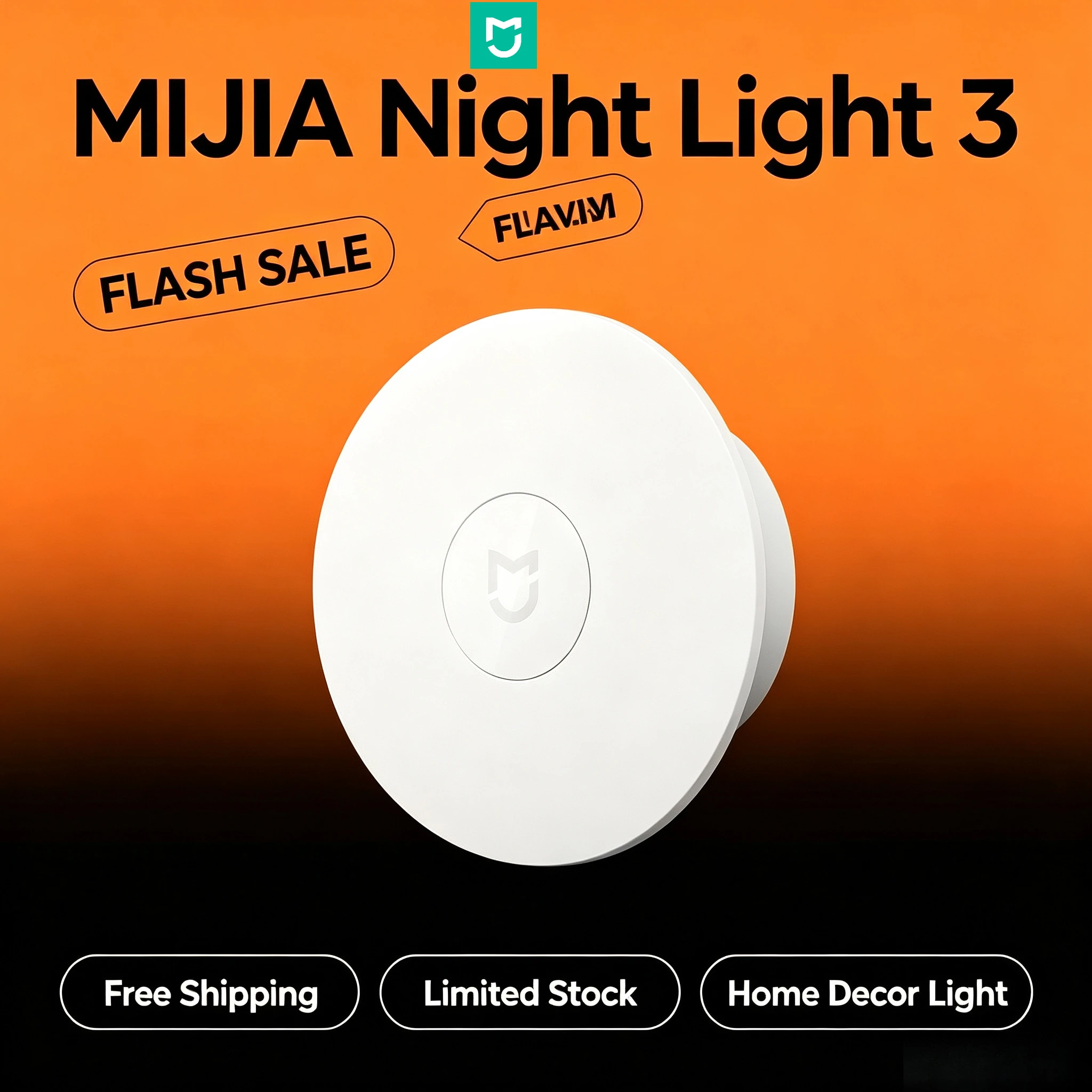 Mijia Night Light 3 Motion & Light Sensor LED Auto Sensor Lamp Battery Operated Wall Night Lamp for Bedroom Hallway Stairs