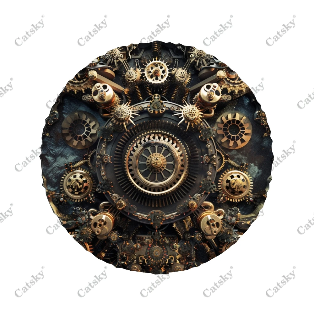 Steampunk Gears Polyester Universal Spare Wheel Tire Cover Custom Tire-Covers for Trailer RV SUV Truck Camper