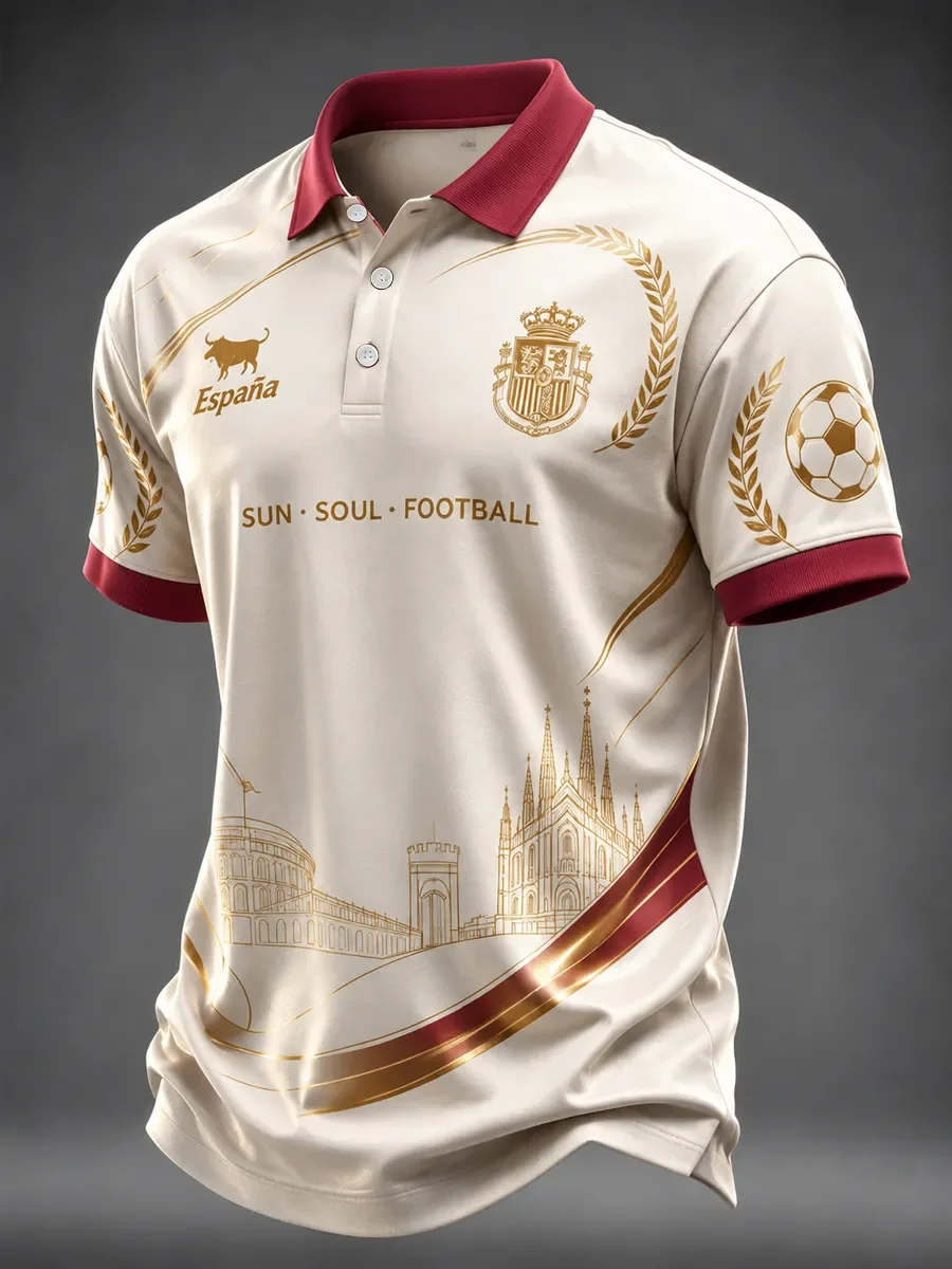 2026 Edition Spanish Soccer Polo Shirt with 3D Print - Comfortable and Breathable - Suitable for Both Men and Women