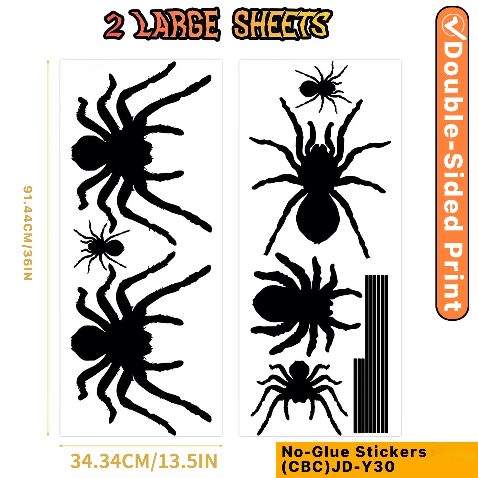 Halloween Window Clings Extra Large Black Spider Silhouette Scary Decals for Home Office School Party Decor