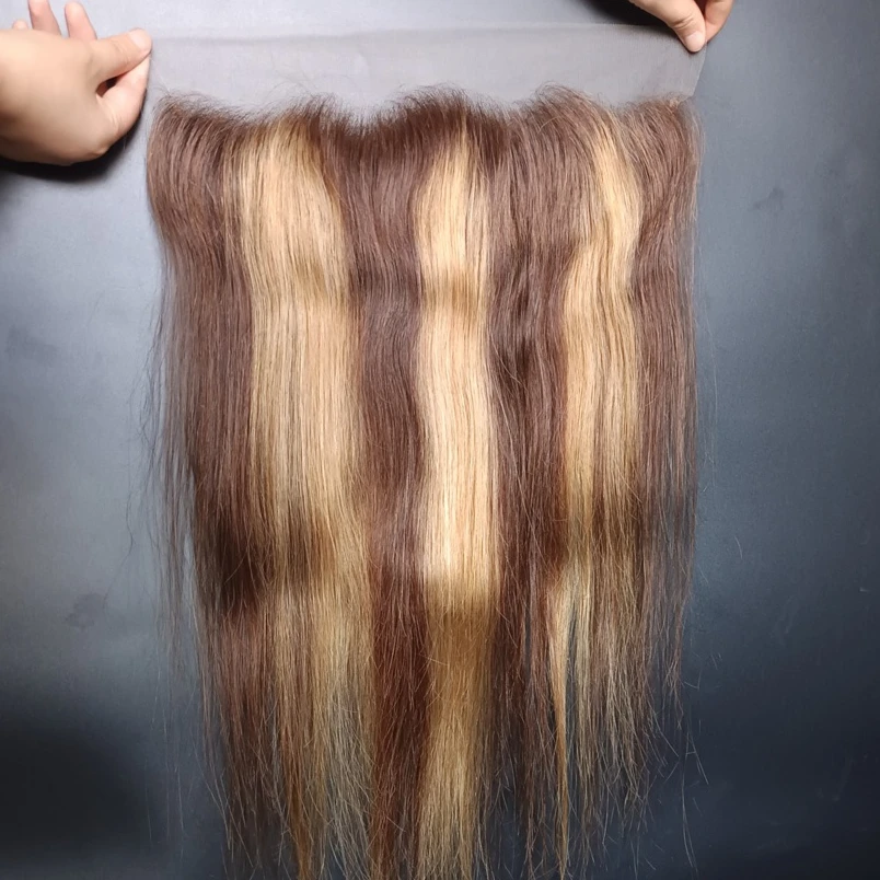 P427 العسل شقراء تسليط الضوء على مستقيم 13x4 الدانتيل الشفاف أمامي الشعر البشري أومبير الملونة كامل نهاية البرازيلي عذراء الشعر 150%