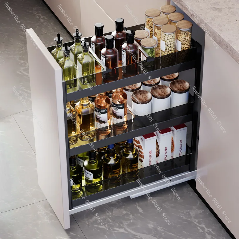 Shane Kitchen Cabinet Pull Basket Open Drawer Mini Seasoning Basket Small Size Seasoning Short Basket in Glass Narrow Cabinet