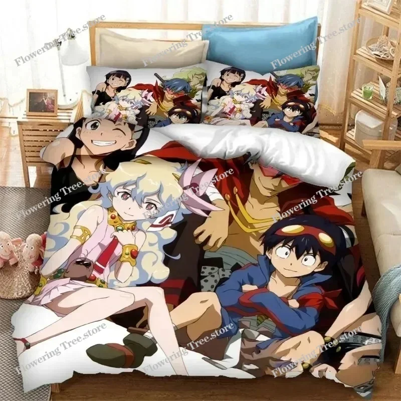 Anime Tengen Toppa Gurren Lagann Kamina Bedding Set Boys Girls Twin Queen Size Duvet Cover Pillowcase Bed Kids Adult
