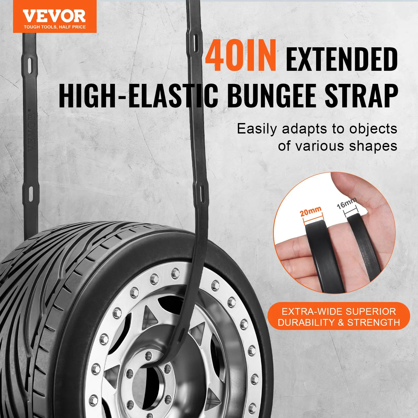 

4 Pcs Flat Bungee Cord Set 20 Mm Heavy Duty Bungee Straps With S-Hook