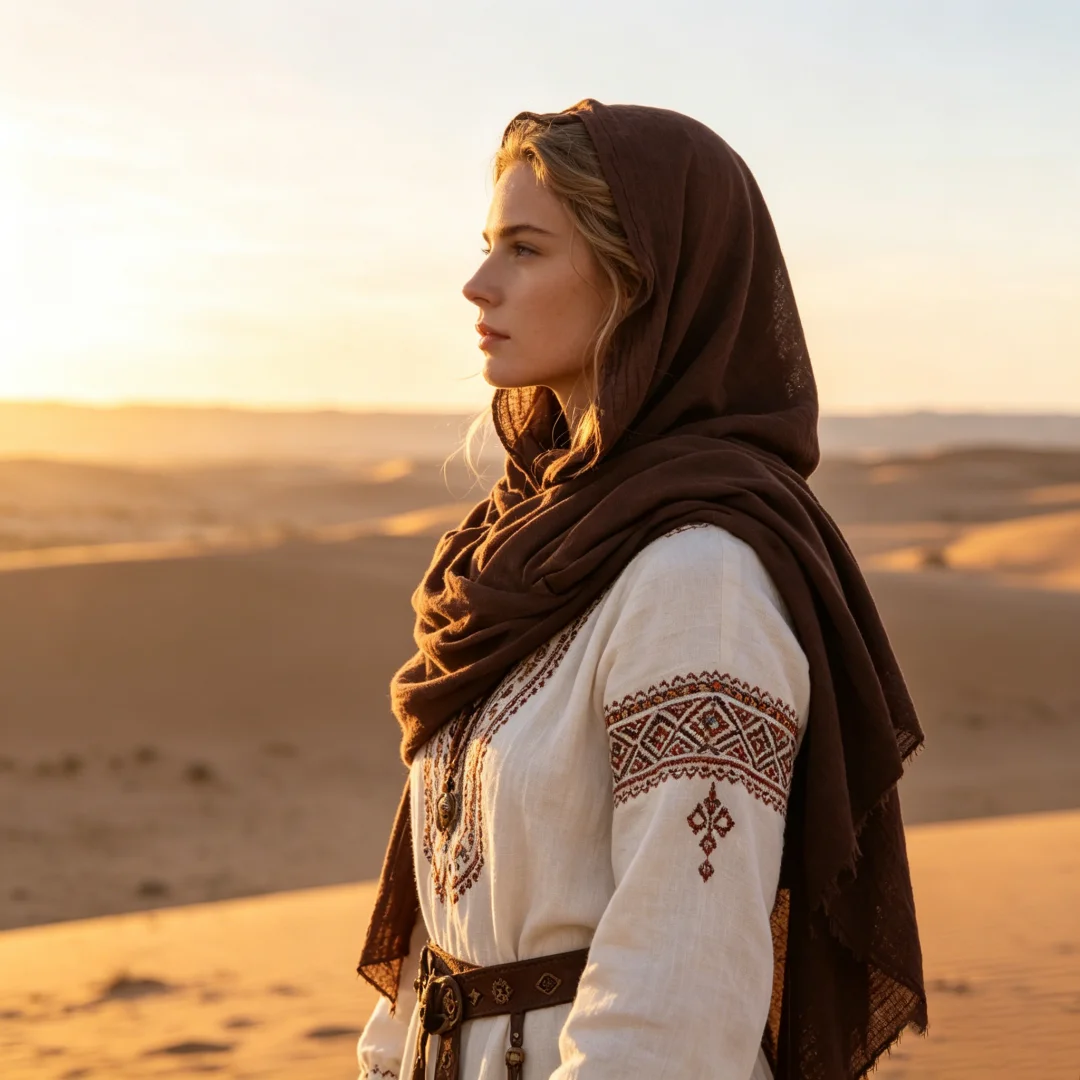 Medieval Cloak Renaissance Costume Cape Wrap Dune Wasteland Hooded Shawl With Viking Brooch Cowl Scarf Rogue Performance Costume