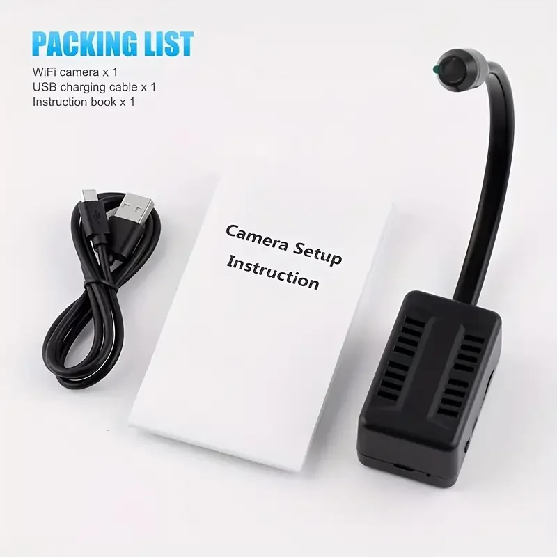 كاميرا WiFi 1080P 2.4G WIFI USB قابلة لإعادة الشحن مع بطارية 2000 مللي أمبير في الساعة، كشف الحركة، المراقبة عن بعد، عرض التطبيقات