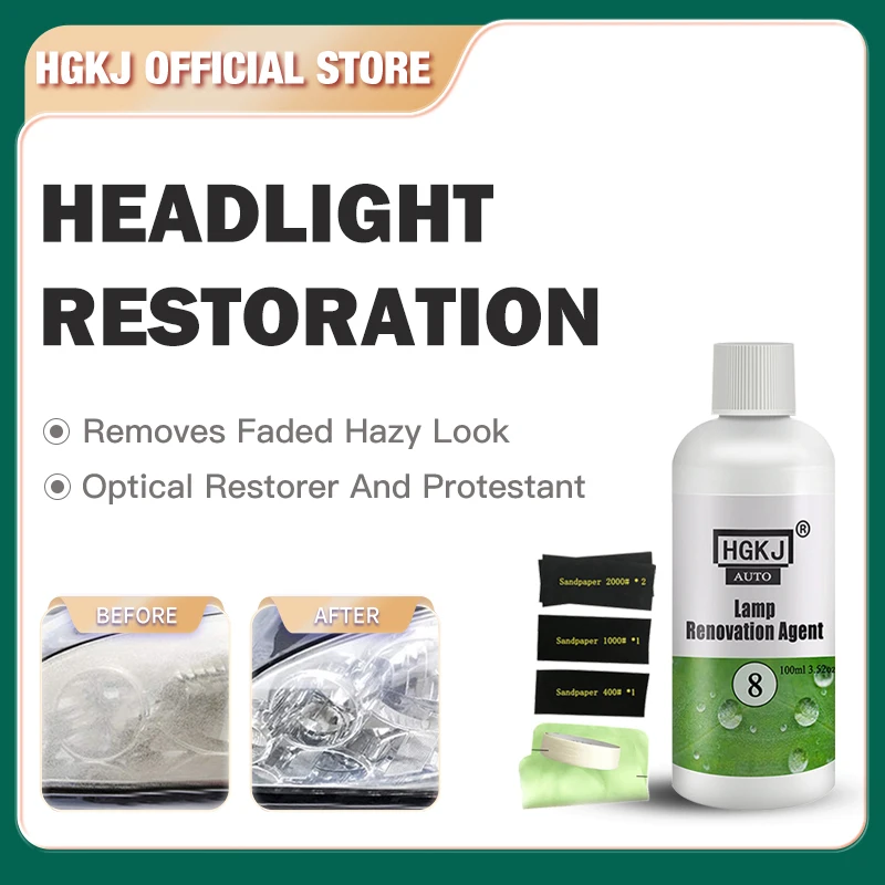 Headlight Headlamp Polish Restoration Kit Lamp Renovation Agent Auto Long Lasting Protection Oxidation Liquid for Car HGKJ 8