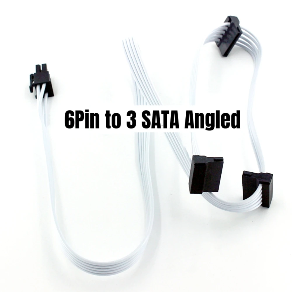 6Pin to 3x SATA White HDD SSD Power Cable for Corsair RM750i RM850i RM1000i RM750 RM850 RM750x RM850x CX550F CX650F C750F Power