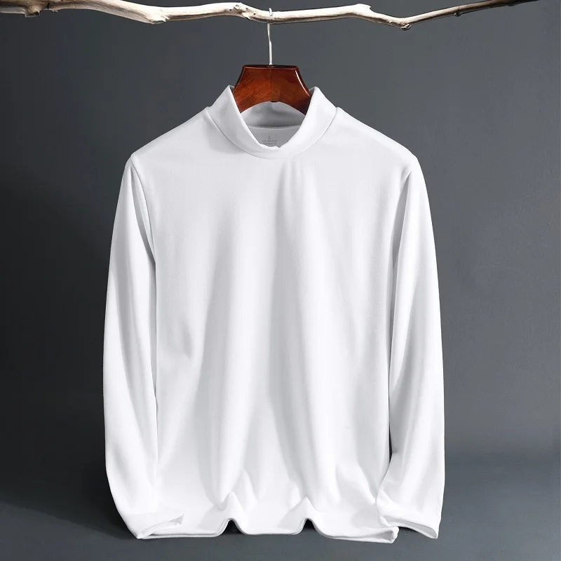 

Мужской повседневный облегающий базовый топ, легкий пуловер с высоким воротом, популярный в 2026 году, дышащий и мягкий, для уличной носки, осенний
