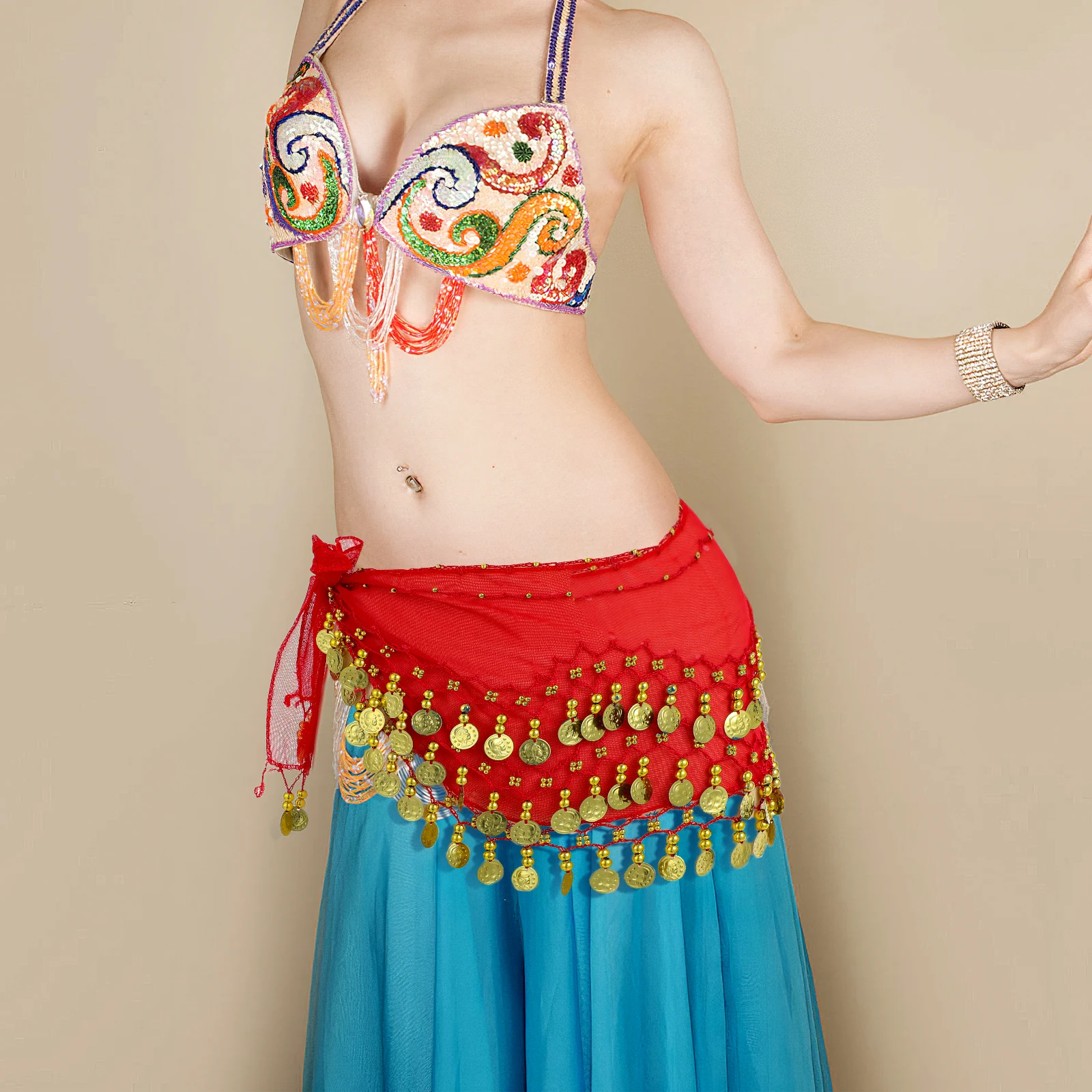 أزياء الرقص الشرقي حزام النساء الشيفون المتدلي الرقص الشرقي وشاح الورك الترتر شرابة حزام للف الوسط تايلاند الهند أحزمة الرقص العربي