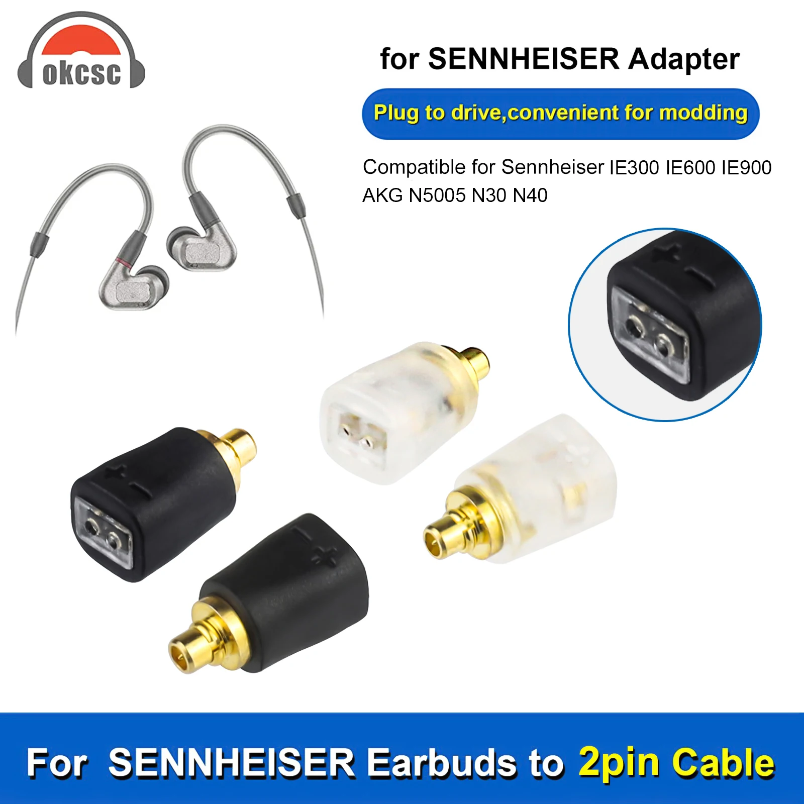 

2-контактный гнездовой разъем кабеля okscc 0,78, работает с кабелем 0,78, подключенным к Sennheiser IE300 IE900 IE600 MMCX AKG N5005 N30 N40