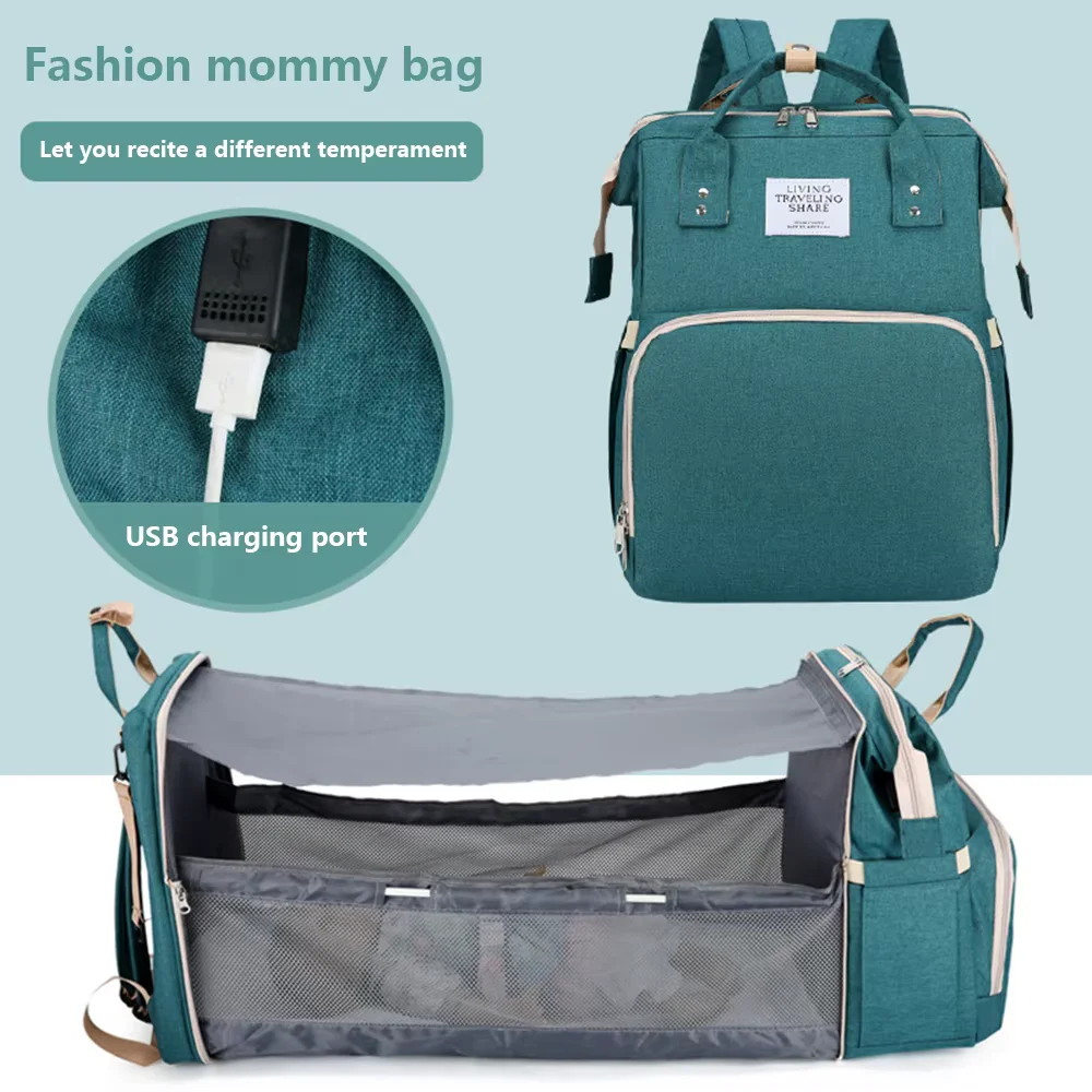 Bolsa de mamá, cama de cuna plegable portátil ligera, bolsas de maternidad de viaje de gran capacidad, mochila para bebé, bolsa de salida para mamá femenina, regalo