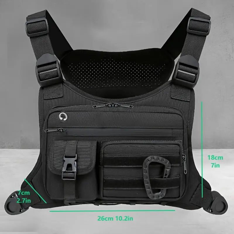 Outdoor Chest Bag For Men and Women, Tactical Vest For Running, Cycling, EDC Chest Pack Rig For Sports and Workouts view 2