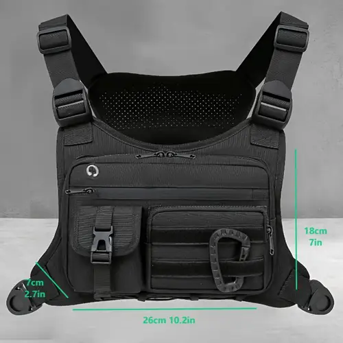 Imagen 2 del producto Bolsa de pecho al aire libre para hombres y mujeres, chaleco táctico para correr, ciclismo, plataforma de paquete de pecho EDC para deportes y entrenamientos