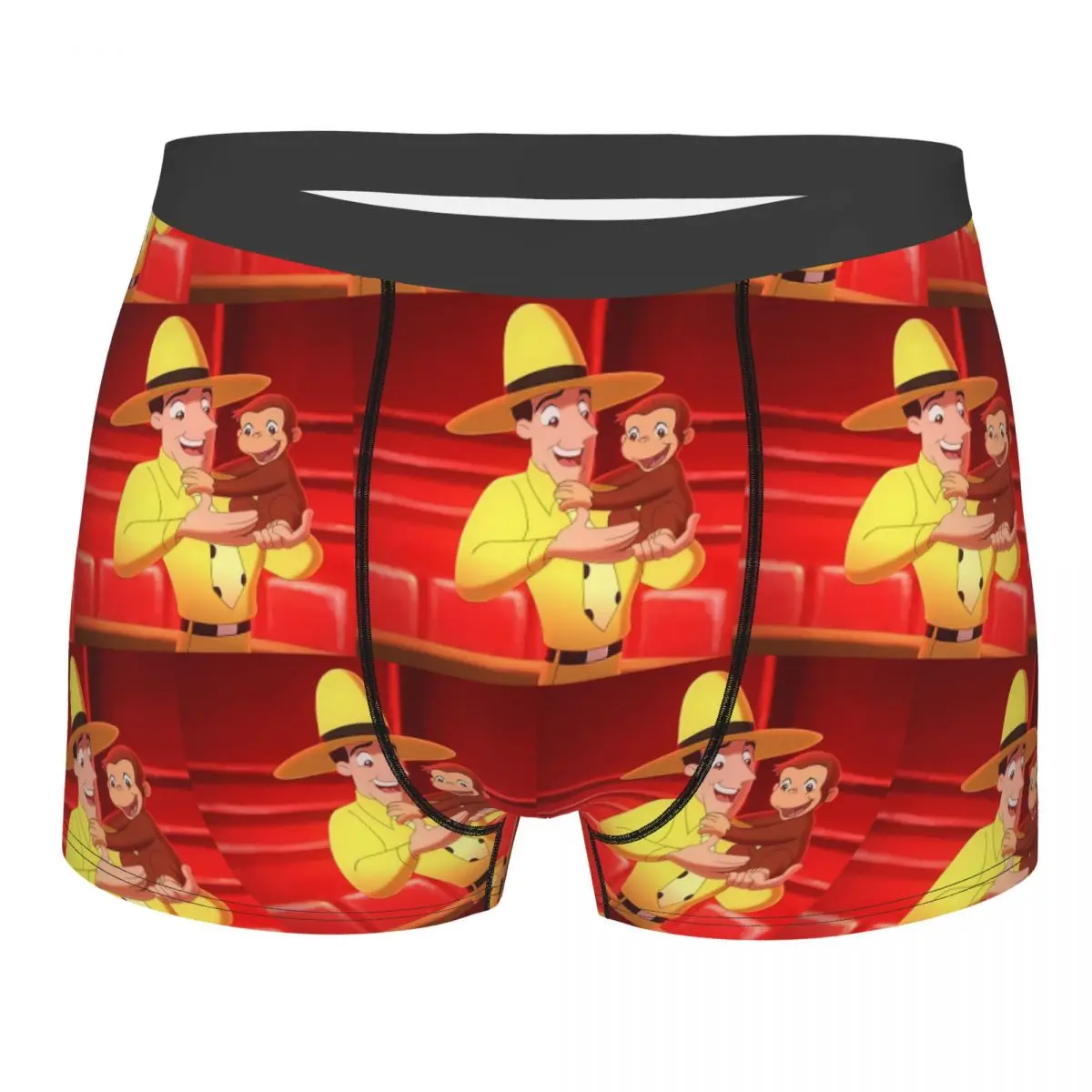 Boxer Underpants Shorts The Man With The Yellow Hat Curious George Anime Panties Male Comfortable Underwear Man Boyfriend Gifts