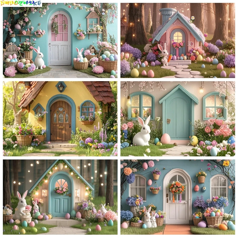 Fonds de photographie et accessoires pour Pâques : Oeufs, Fenêtre, Porte, Printemps, Jardin, Lapins, Papillons, Fleurs - CS-01