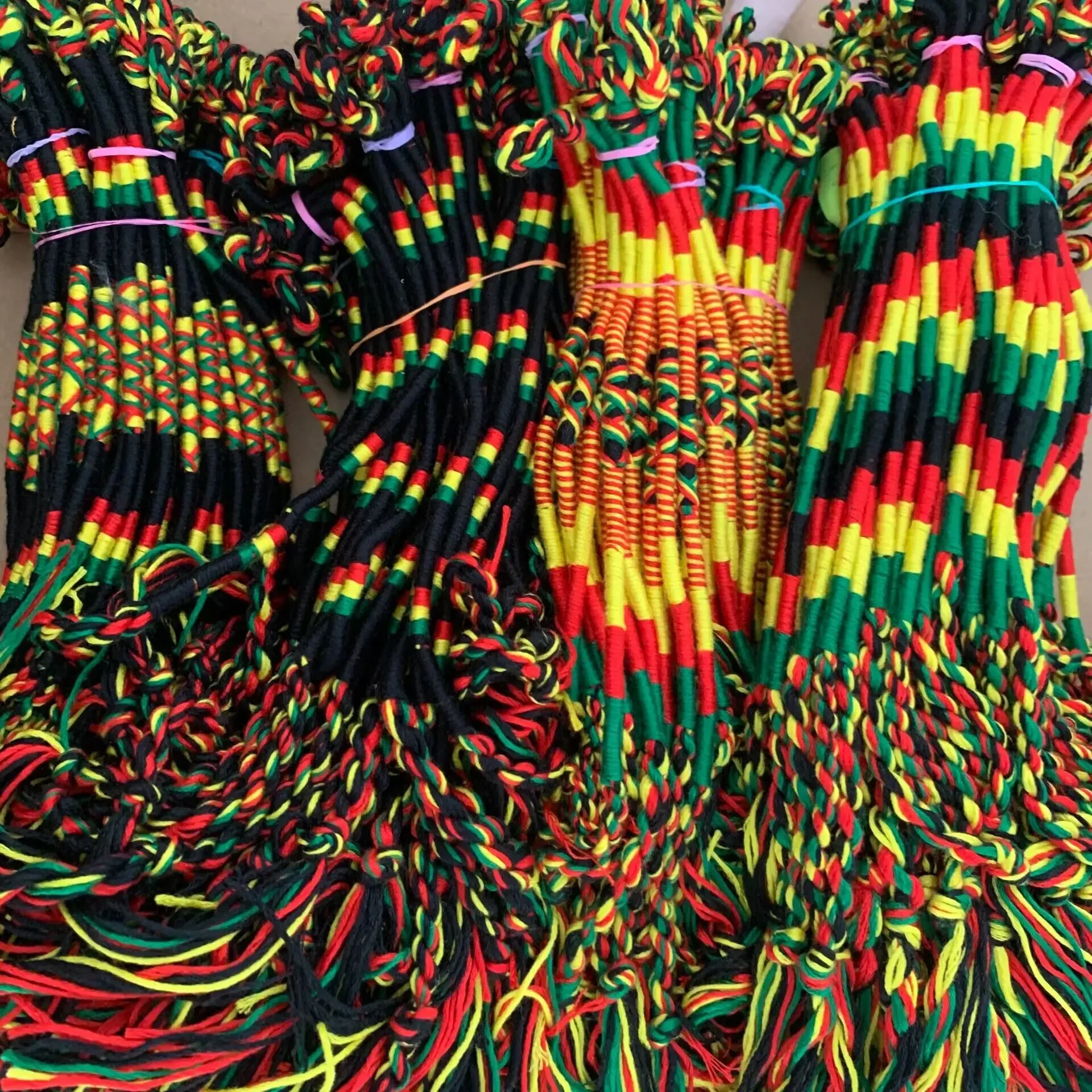 Pulsera de Cuerda Tejida a Mano Estilo Rasta Jamaica, Pulsera Étnica Tejida a Mano, Joyería Étnica Africana Roja, Amarilla y Verde