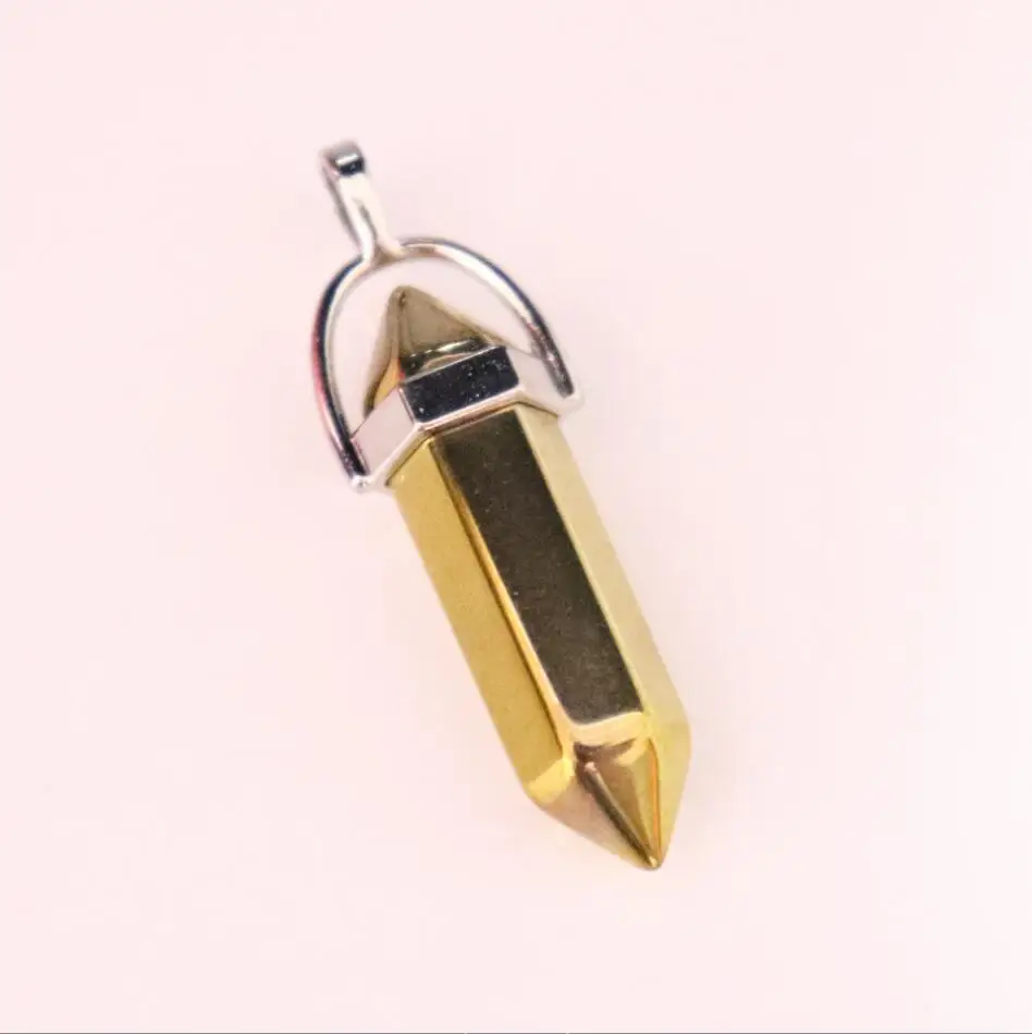 1 قطعة شكل رصاصة الزجاج الكريستال قلادة سداسية وأشار الحجر الاصطناعي ل شقرا شفاء عقد دي اي واي مجوهرات F1660