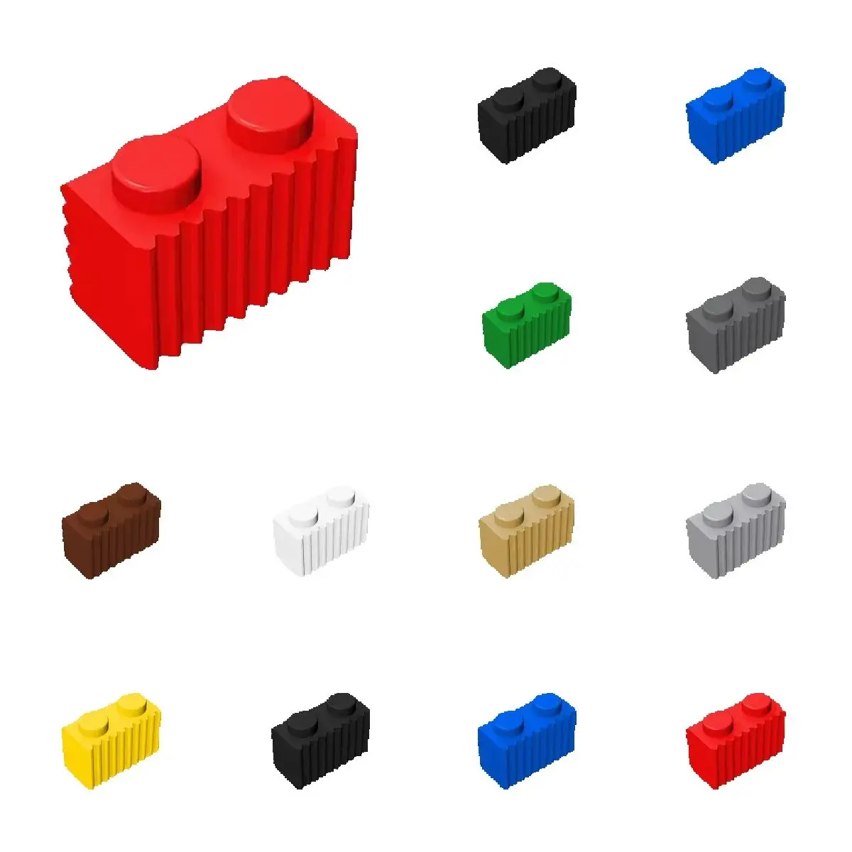 50pcs 2877 Modified 1 x 2 with Grille Fluted Bricks Collections Bulk Modular GBC Toys For Technical MOC DIY Building Blocks Comp