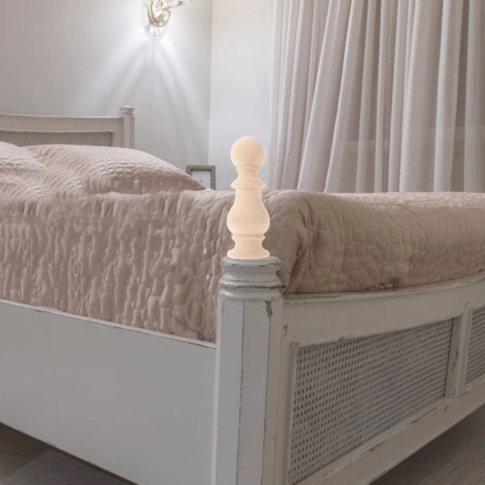 Wooden Post Finials Victorian Unfinished Decorative Ball Pointed Top Toppers Porch Deck Staircase Newel Caps Natural Wood Lamp