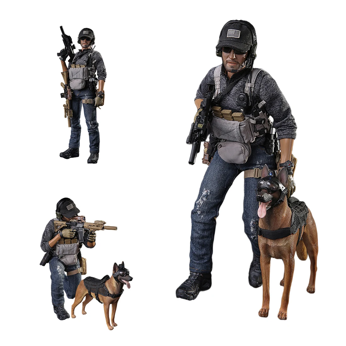 ViiKONDO M029 Minitimes 1/6 Maßstab Militärsoldaten-Actionfigur 30 cm Bewegliche Sammlerfigur mit Komplettzubehör & Hundemodell