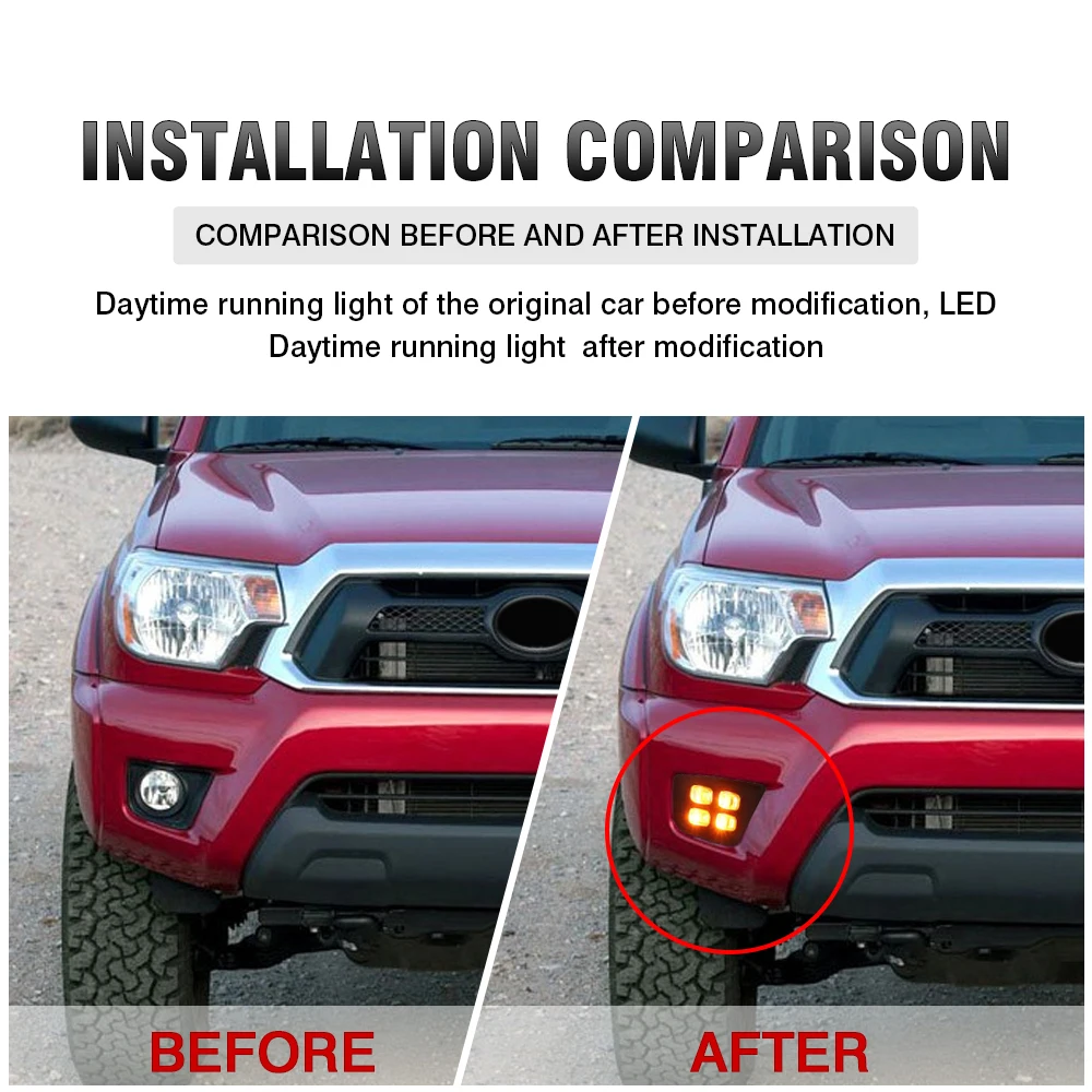 OKEEN 2pcs LED Daytime Running Lights For Toyota Tacoma 2012 2013 2014 2015 Car Daylight Turn Signal Fog Lamp DRL Auto Accessory