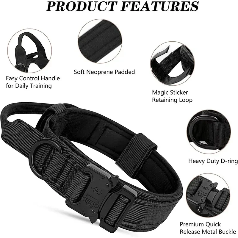 Outdoor Sports Style Tactical Dog Collar Usable Collar For Medium To Large Dogs With Traction Capability for Dog Training