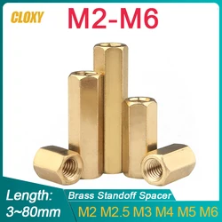 50/ 20/ 10pcs M2 M2.5 M3 M4 M5 M6 Hex Female to Female Brass Standoff Spacer Hexagonal Stud Spacer Hollow Pillars