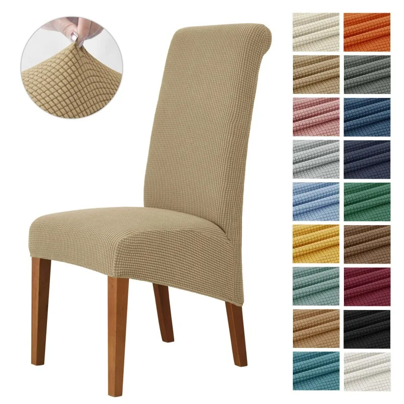 2026 Plus Size Jacquard-Esszimmerstuhlbezüge mit hoher Rückenlehne, großer Küchenschreibtisch-Stuhlbezug, verstellbarer Sitzbezug für Bankett und Zuhause