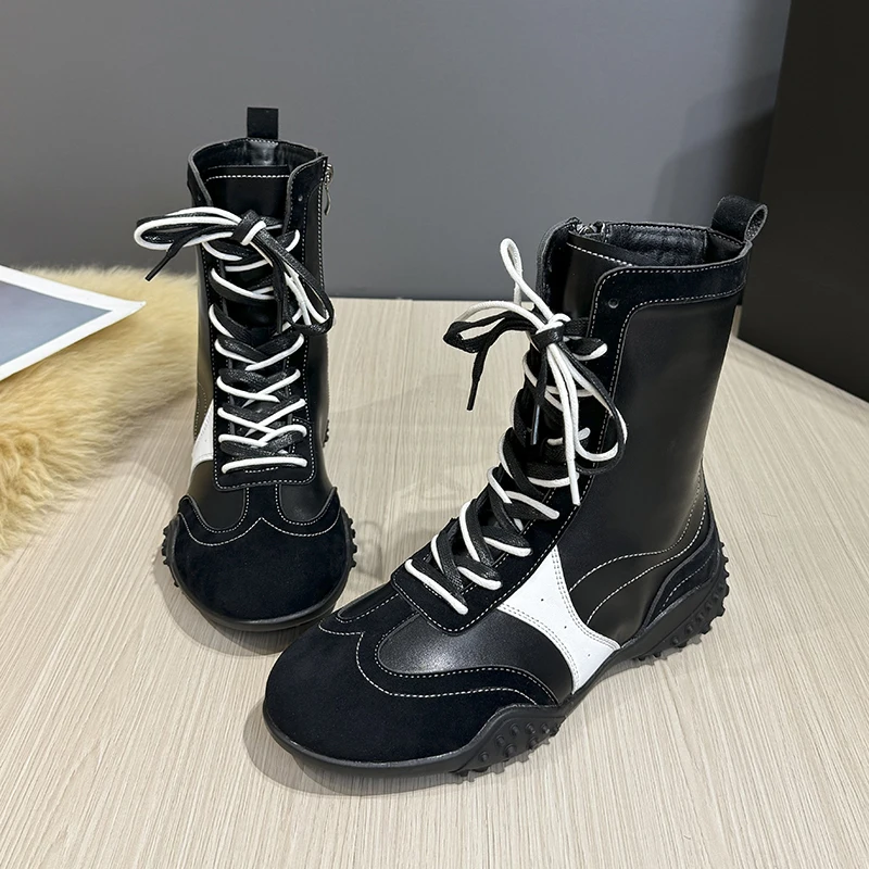 

Autumn Winter Warm Women Boots Side Zipper Fleece Ladies Shoes Outdoor Novelty Modern Boots Fashion Non-slip Mid-Calf Shoe New