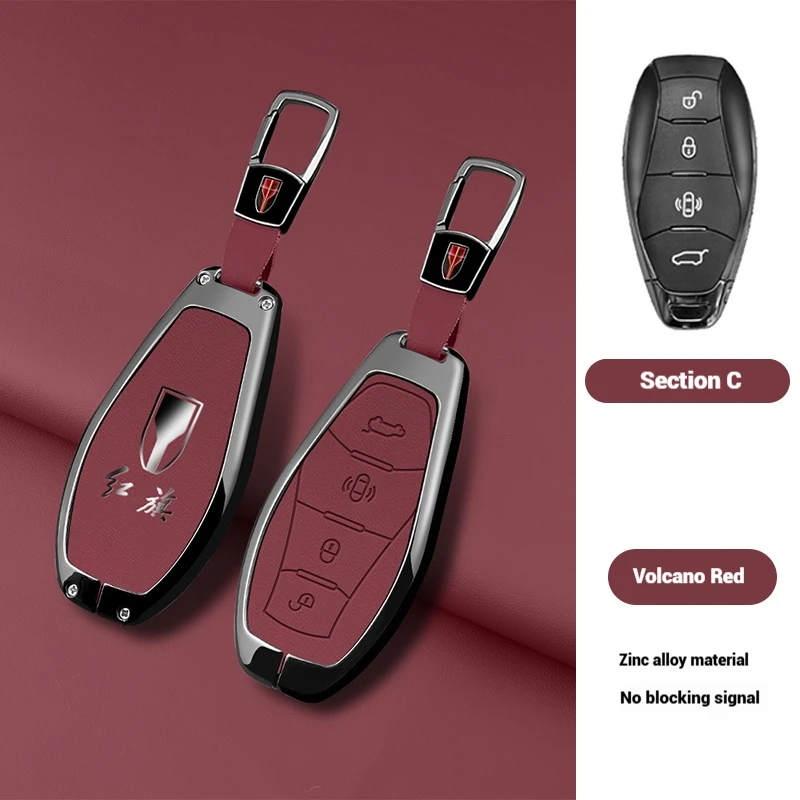 

For FAW Hongqi HS5 H5 H9 HS7 H7 L5 HS3 L9 2023 2024 2025 Zinc Alloy Car Remote Key Case Cover Keychain Protection Accessories