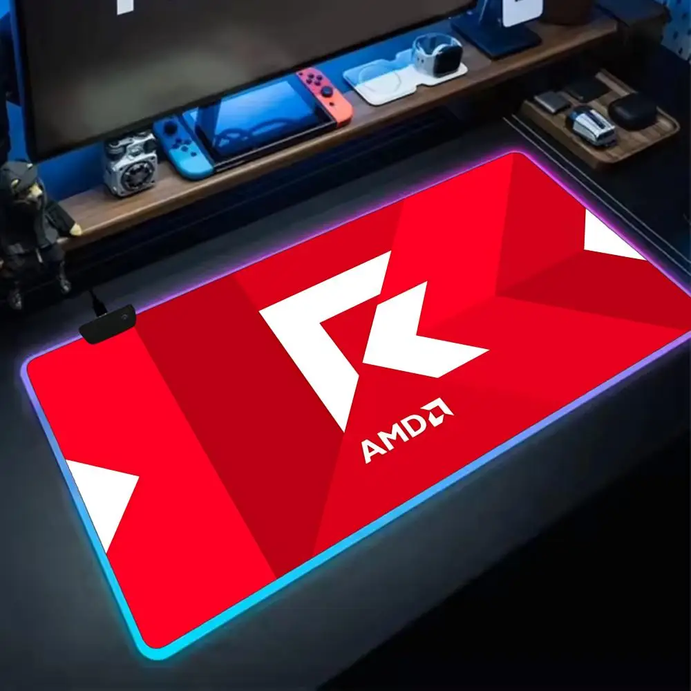Cool A-AMD JA Muismat Anime Gaming Muismat LED Tafel Pads Backlit Rubber Desktop XXL Muismat RGB Bureaumatten