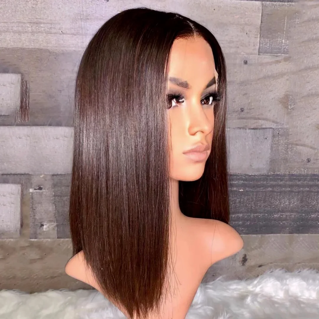 

Мягкий коричневый парик из натуральных еврейских волос, прямой, без клея, с шелковой основой 5x5, с HD-кружевом, европейские волосы, с baby hair, предварительно выщипанный