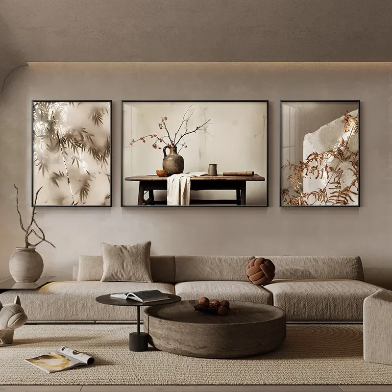 for Living Room Sofa Background Wall Decorative Painting Modern Simple Hanging Art 2023 New Non Punching Still Life Triptych