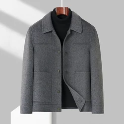 2024 Autumn/Winter New Short Double sided Woolen Coat Jacket, Hand sewn High end Fabric Men's Korean Edition Casual Woolen Top