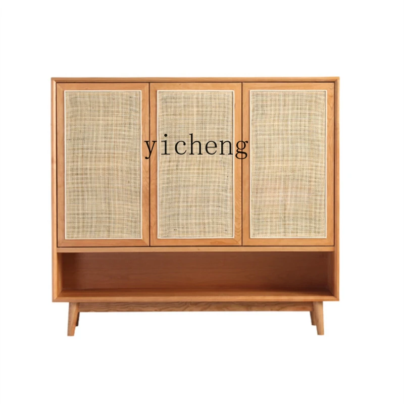 Tqh Rattan Shoe Cabinet Simple Modern Home Doorway Storage Cabinet Large Capacity Entrance Cabinet Locker