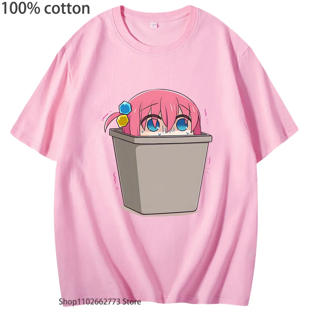 Kawaii Hitori Gotou Graphic Tshirts Bocchi The Rock Clothes Women Casual 100% Cotton T-shirts Anime Cartoon Tees High Street Top