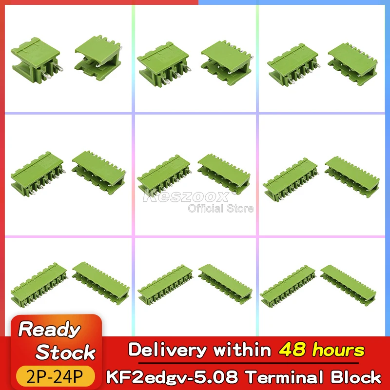 5.08mm Green Phoenix Connector Terminal 2–24 Pin Block PCB Screw Plug Header Socket for Electronics DIY