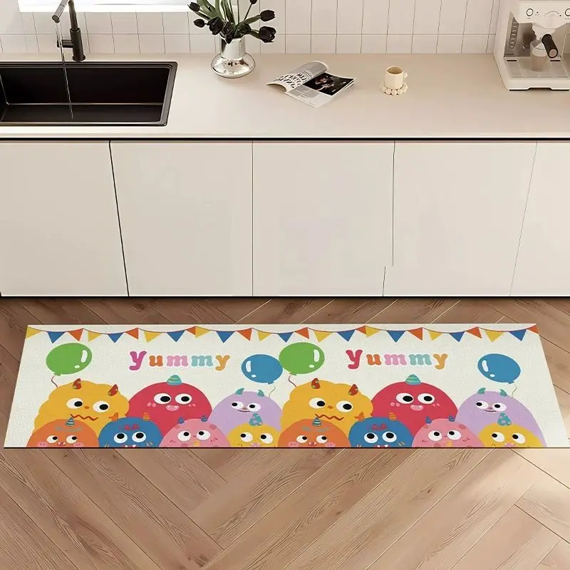 

VIKAMA dopamine kitchen mat, oil-proof, water-absorbent, washable, long strip foot mat, interior decoration
