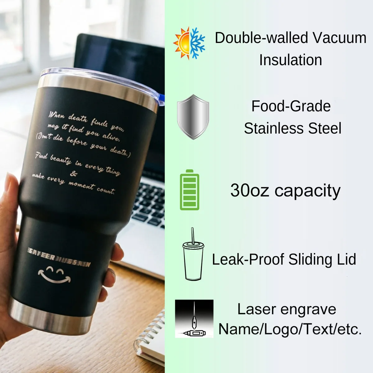 30oz Personalized Tumbler Christian Gifts for Women Birthday, Inspirational Gifts for Mom, Sister, Coworker, Friends, Girl