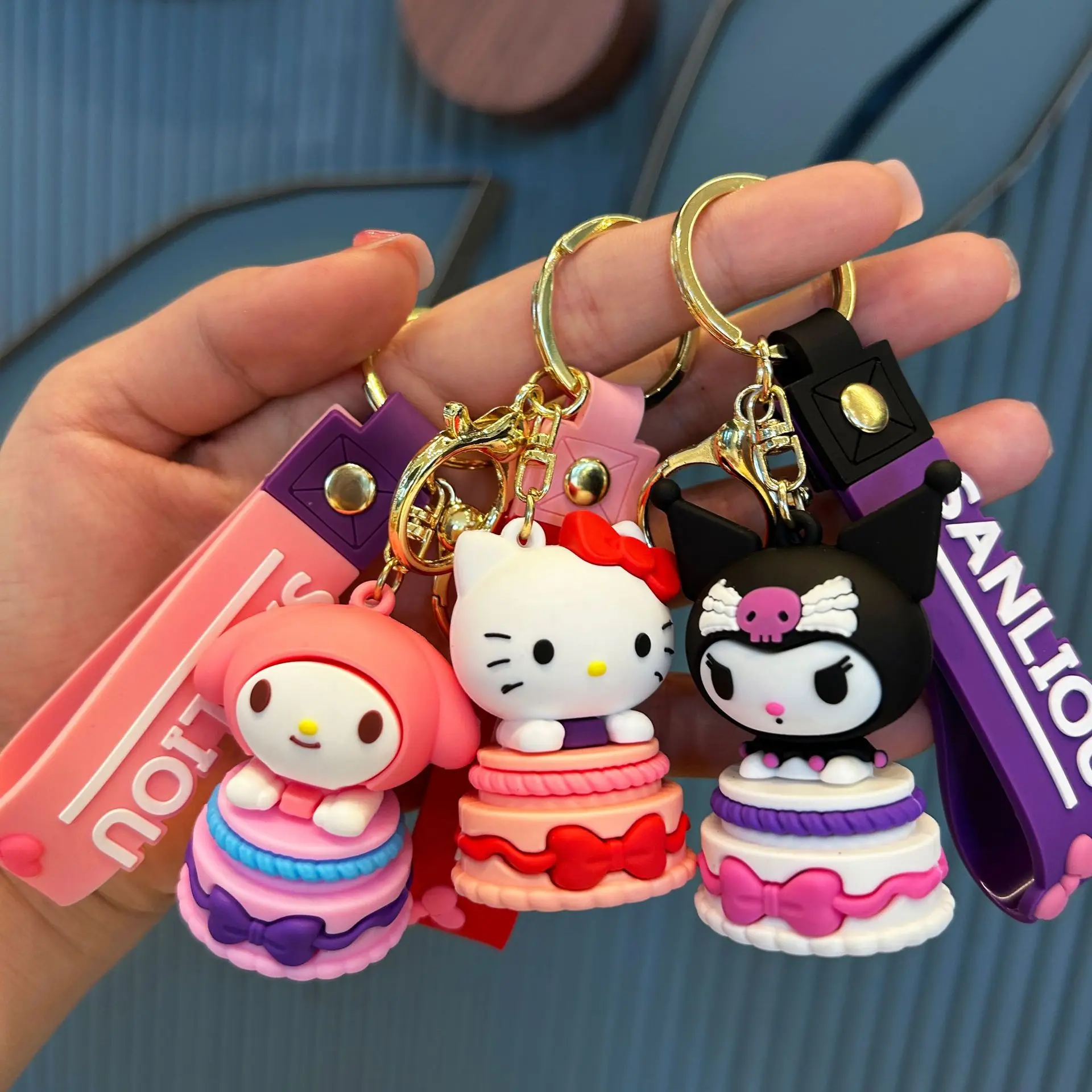 

Sanrio Hello Kitty Cartoon Keychain Toy Cute Kuromi My Melody Doll School Bag Hanging Accessories Car Anime Keychain Small Gifts