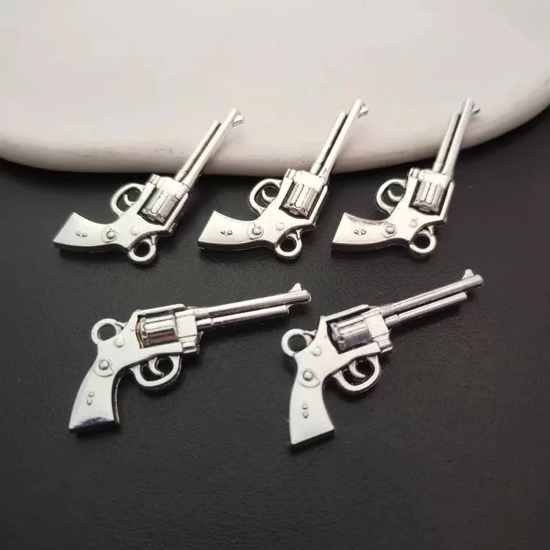 25pcs/lot 34x16mm Alloy Gun Charms Pendants For DIY Jewelry Making