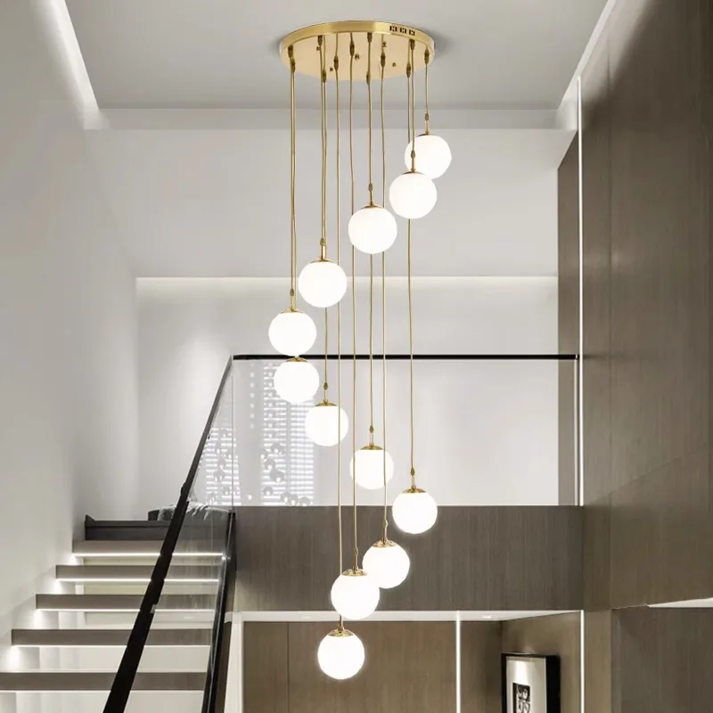 Modern Ring Chandelier Duplex Staircase Led Lamp Is Suitable For Living Room Hotel Home Decoration Luxury Gold Lighting Lighting