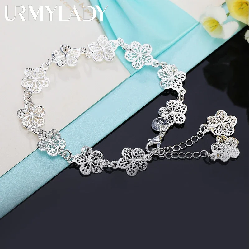 

Hot wedding 925 sterling silver bracelet beautiful flowers for women classic high quality fashion jewelry wholesale 20CMfqq