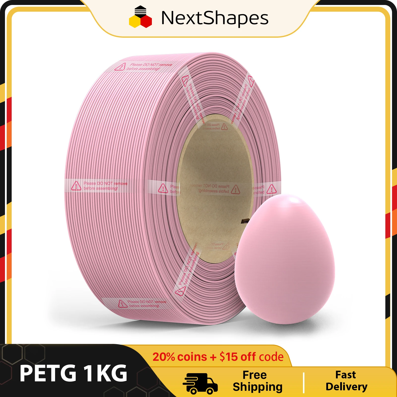 NextShapes PETG Filament 1.75±0.02mm 1kg Spool (2.2lbs) High Toughness Neatly Wound Filament Fit Most FDM 3D Printers