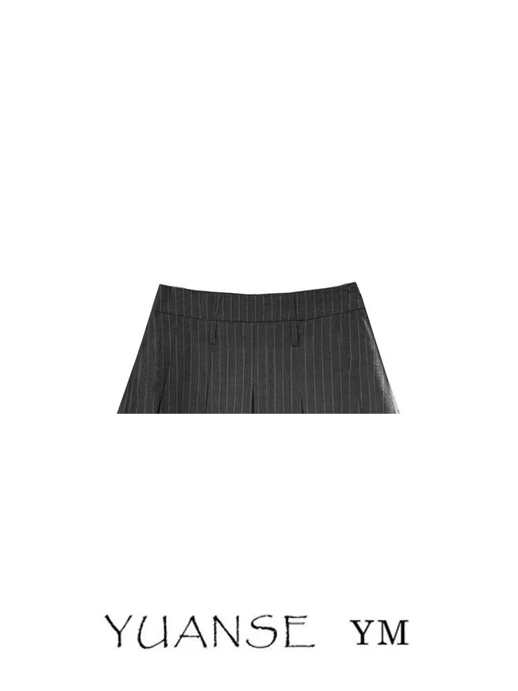 Miu Style College Preppy Stripe Short A-Line Pleated Skirt Summer Slimming High-Rise  Skirt Versatile Half-Length Skirt