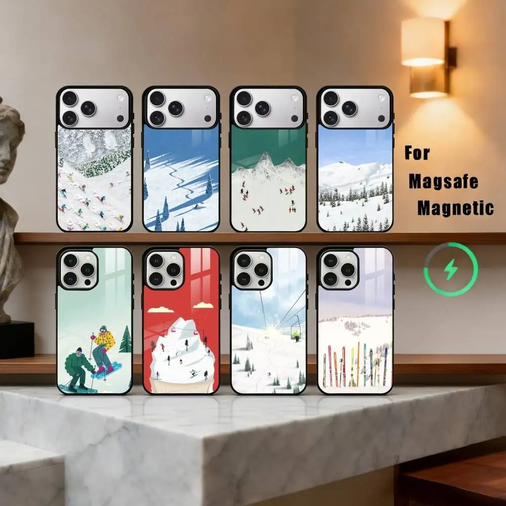 

S-Snow Mountain S-Skiing Ski Phone Case For iPhone 17,16,15,14,13,12,Plus,Pro,Max for Magsafe Magnetic Wireless Charging