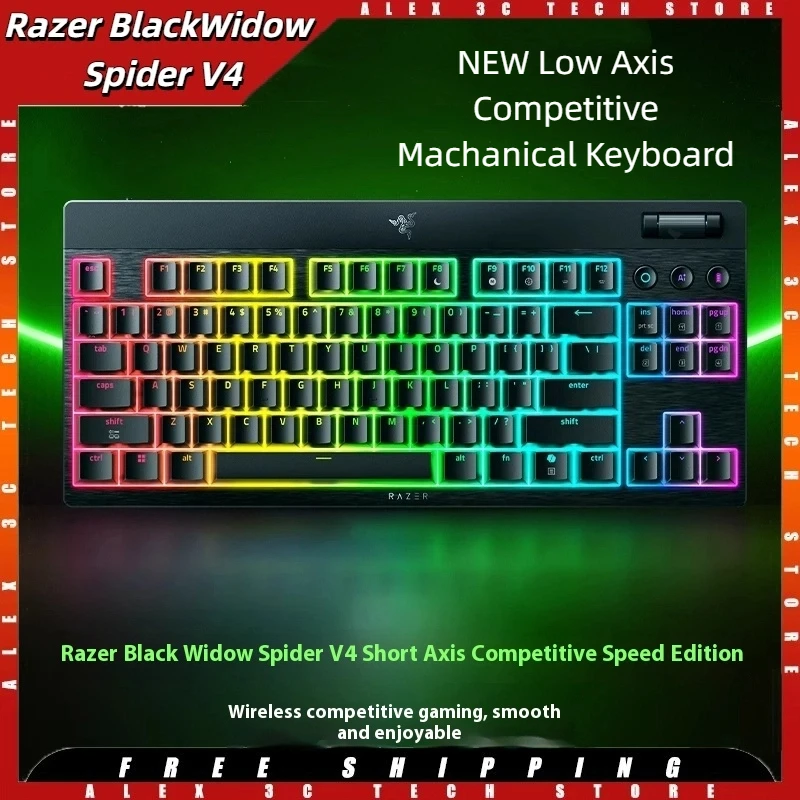 

Razer BlackWidow Spider V4 Low Axis Competitive Machanical Keyboard Bluetoooth HyperSpeed PBT Keycaps Hot-Swap Gaming Keyboard